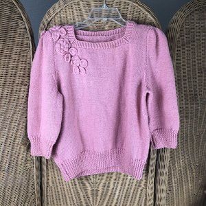 vintage sweater pink medium Pleated Puff Sleeves